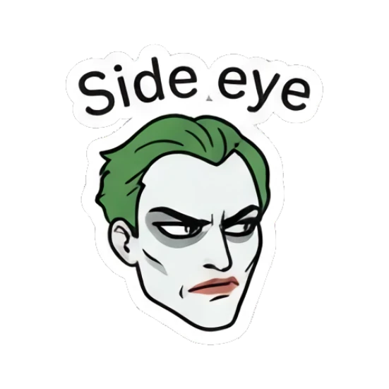 Joker giving a suspicious side eye Joker Comic Expressions sticker for expressive chats and social replies.