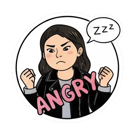 疲惫打盹生气 Expressive Girl Daily sticker for expressive chats and social replies.