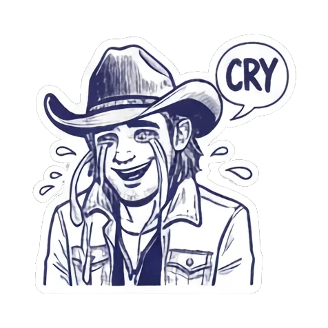 牛仔哭泣CRY表情 Cowboy Expressive Stickers sticker for expressive chats and social replies.