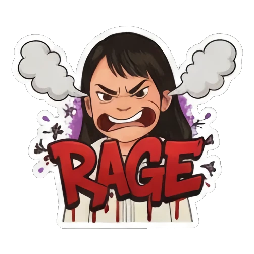 少女愤怒表情RAGE Street Style Girl Expressions sticker for expressive chats and social replies.