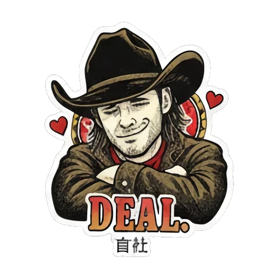 Confused man scratching head Vintage Cowboy Reactions sticker for expressive chats and social replies.