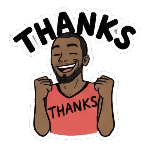 Man cheering with fists raised and text THANKS Cool Guy Daily Vibes sticker for expressive chats and social replies.