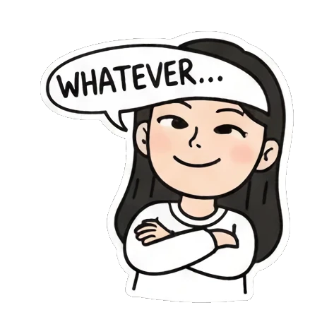 无奈耸肩表情 Daily Doodle Girl sticker for expressive chats and social replies.