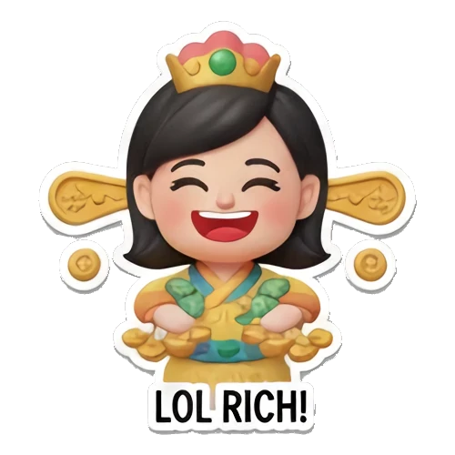 大笑庆祝发财的女孩 Fortune Princess Daily Life sticker for expressive chats and social replies.