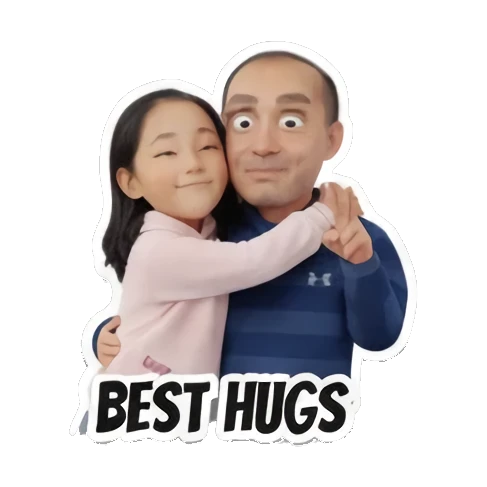 温馨父女拥抱 Dad and Daughter Adventures sticker for expressive chats and social replies.