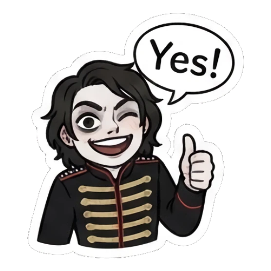 Rocker boy winking and giving a thumbs up, 'Yes!' text. Emo Rocker Daily Vibes sticker for expressive chats and social replies.