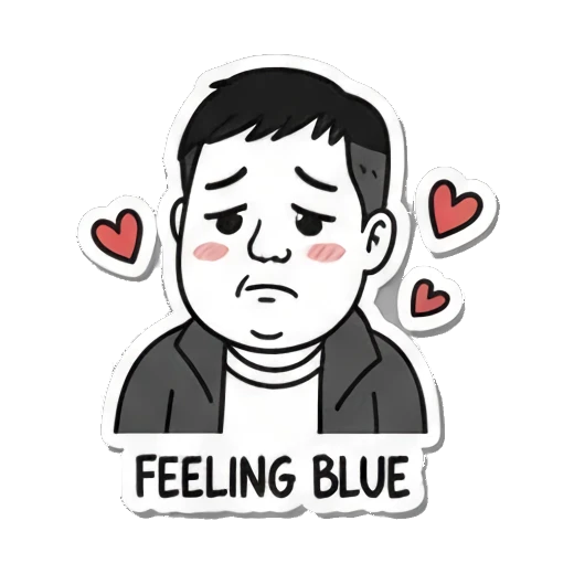 忧郁伤心配Feeling Blue Everyday Man Moods sticker for expressive chats and social replies.