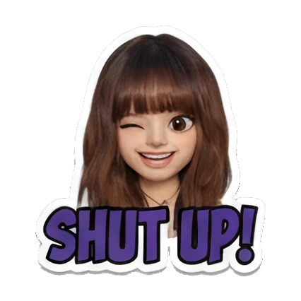 Girl winking with a smug smile, text 'SHUT UP!' Modern Girl Daily Vibes sticker for expressive chats and social replies.