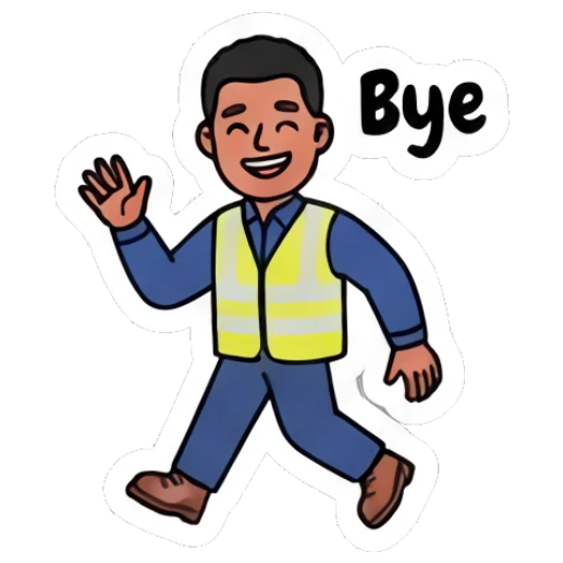 Worker waving goodbye Busy Worker Daily Life sticker for expressive chats and social replies.