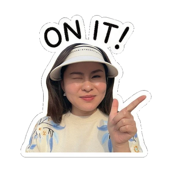女子指点说“ON IT!” Visor Girl's Daily Moods sticker for expressive chats and social replies.