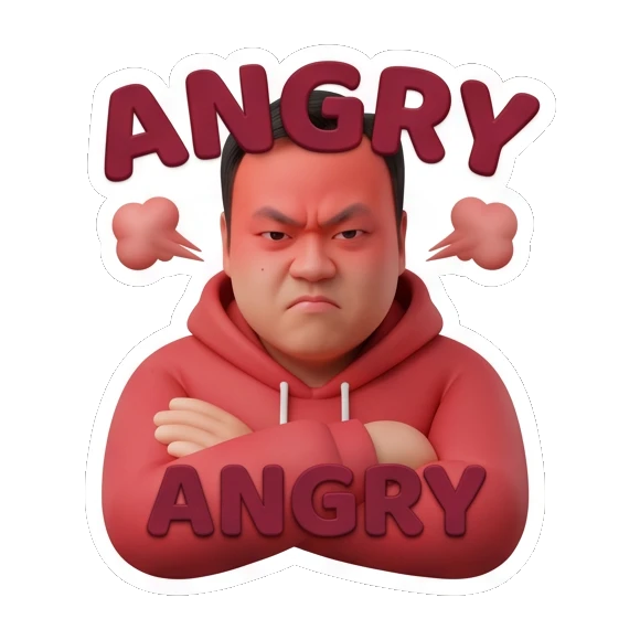 愤怒表情冒火 Modern Guy Daily Vibes sticker for expressive chats and social replies.
