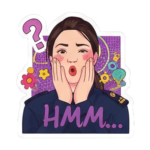 Female shrugging Whatever Vivid Pop Persona sticker for expressive chats and social replies.
