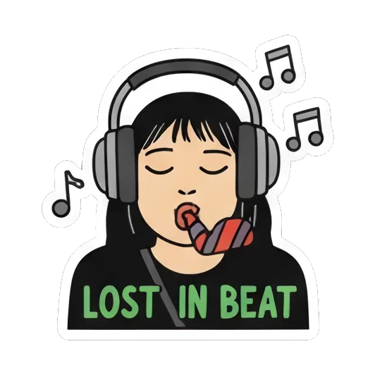 沉浸音乐女孩 Girl's Daily Moods sticker for expressive chats and social replies.