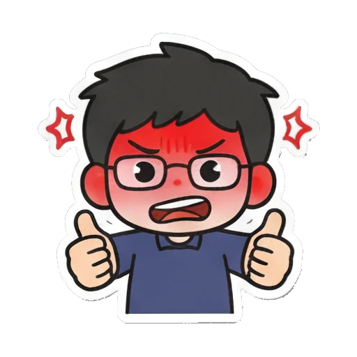 Boy with glasses looking furious and red-faced Cheerful Glasses Boy Daily sticker for expressive chats and social replies.