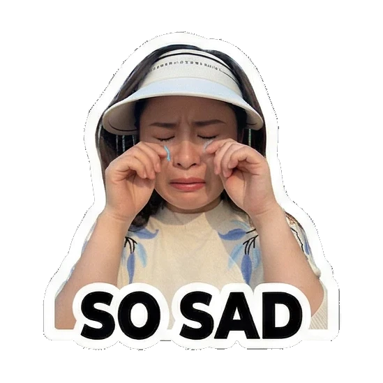 成年女性哭泣表情说SO SAD Lively Lady's Expressive Moments sticker for expressive chats and social replies.