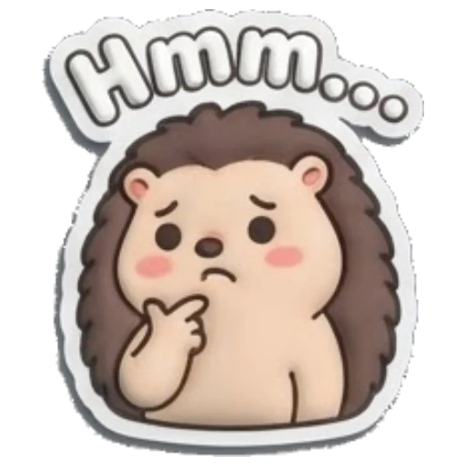 Hedgehog thinking with a hand on chin Puffy Hedgehog Daily sticker for expressive chats and social replies.