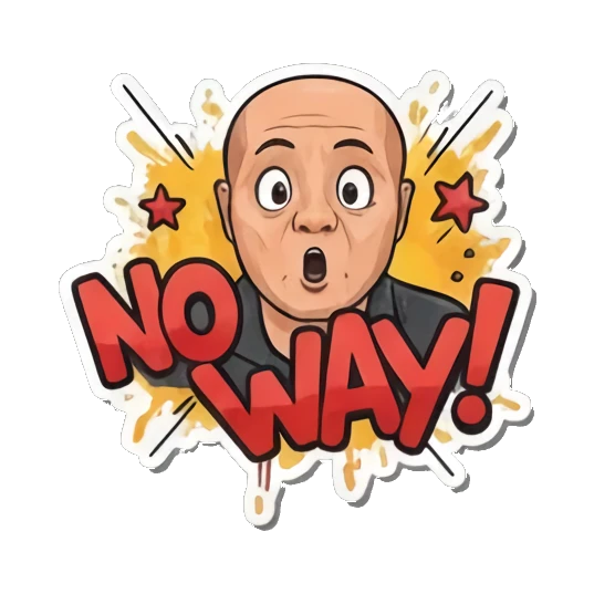 Shocked 'No Way' look Bald Guy's Street Vibes sticker for expressive chats and social replies.
