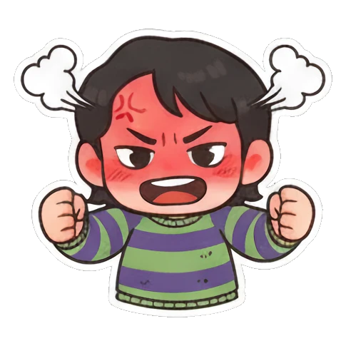 疑惑不解问号 Striped Kid's Daily Moods sticker for expressive chats and social replies.
