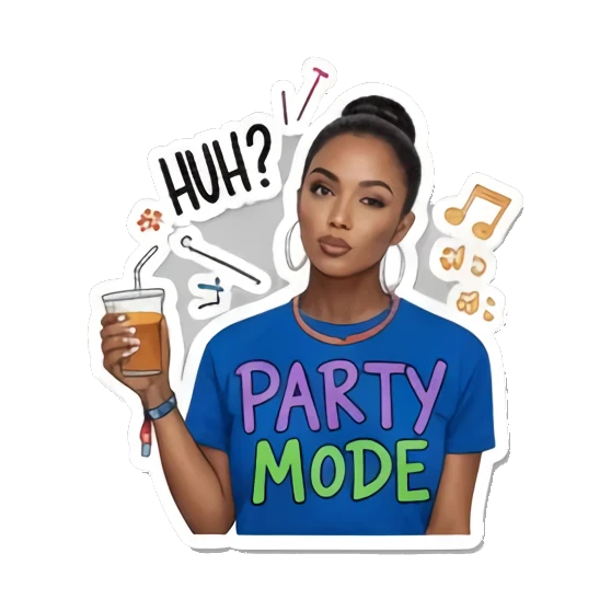女孩拿着饮料 Vibrant Festival Girl sticker for expressive chats and social replies.