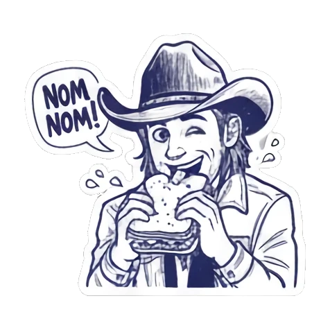 牛仔沉思HMM表情 Cowboy Expressive Stickers sticker for expressive chats and social replies.