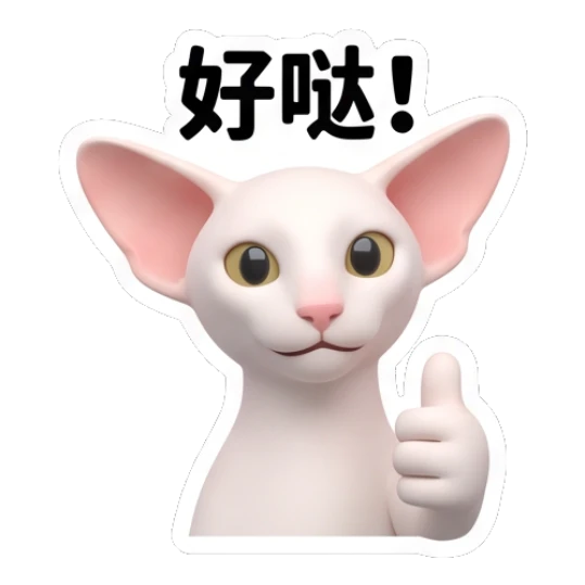 Approving Sphynx cat giving a thumbs up with '好哒!' text Sphynx Cat Daily Vibes sticker for expressive chats and social replies.