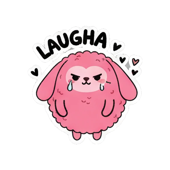 Pink creature winking and blowing a kiss with LOVE text Pink Fluffy Buddy sticker for expressive chats and social replies.