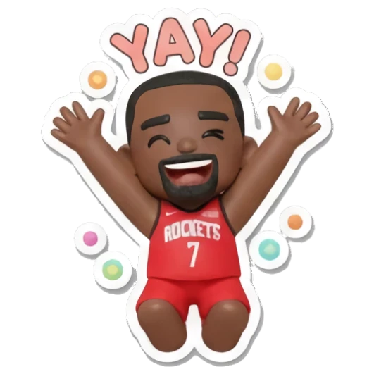 Basketball player jumping with excitement saying YAY. Basketball Star Daily Life sticker for expressive chats and social replies.