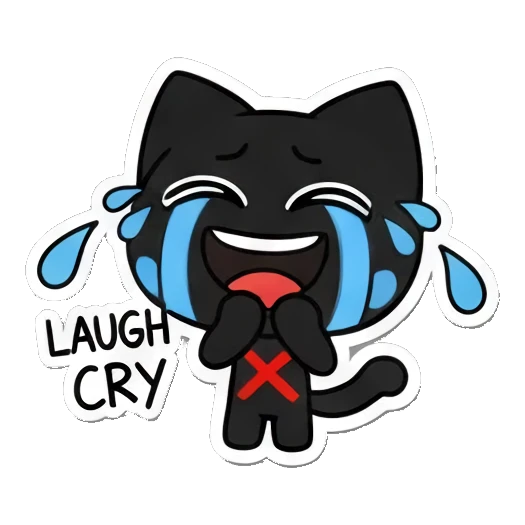 cat laughing and crying simultaneously Playful Black Cat Expressions sticker for expressive chats and social replies.