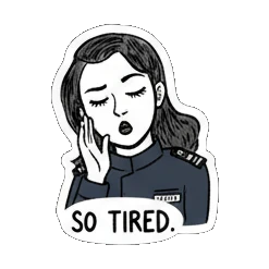 女警疲惫SO TIRED. Quirky Officer Expressions sticker for expressive chats and social replies.
