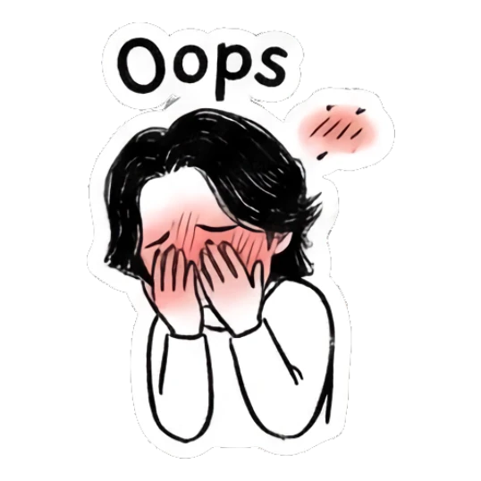 Embarrassed boy covering his face blushing, text Oops Autumn Indie Doodle Guy sticker for expressive chats and social replies.