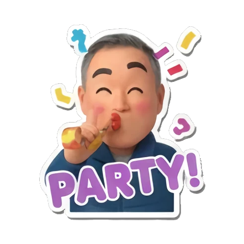 man celebrating at a party Cheerful Middle-Aged Man Daily Life sticker for expressive chats and social replies.