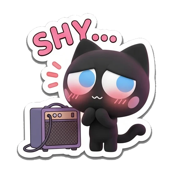 黑猫害羞脸红 Melodic Black Cat sticker for expressive chats and social replies.