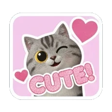Tabby cat winking happily with CUTE text Tabby Cat Daily Moods sticker for expressive chats and social replies.