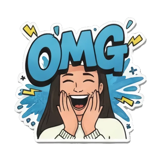 Shocked "OMG" reaction Graffiti Girl Vibes sticker for expressive chats and social replies.