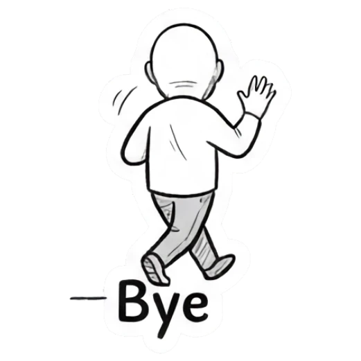 Bald man walking away and waving, Bye. Bald Guy Daily Vibes sticker for expressive chats and social replies.