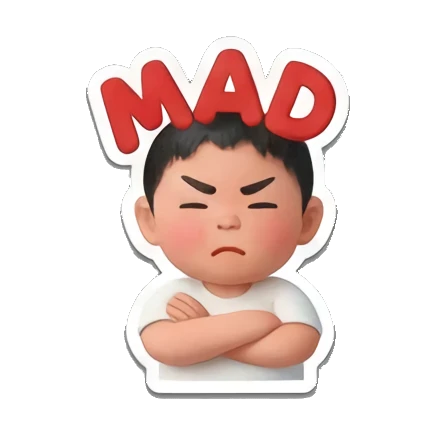 愤怒握拳 Little Buddy's Big Feelings sticker for expressive chats and social replies.