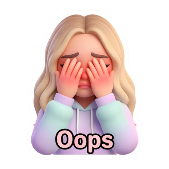 Blonde girl covering eyes in embarrassment with Oops text Blonde Girl Daily Vibes sticker for expressive chats and social replies.