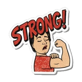 Mother character flexing arm muscle saying STRONG Retro Comic Mom Expressions sticker for expressive chats and social replies.