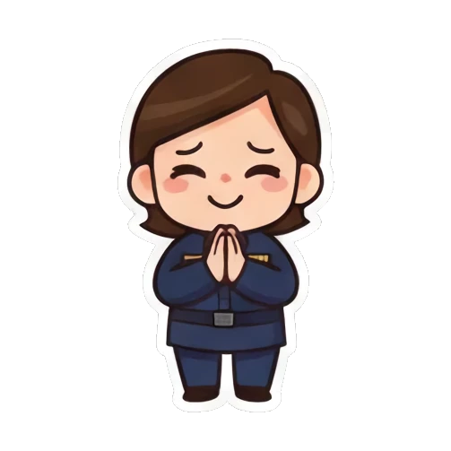 卡通女警抱爱心 Chibi Officer's Daily Life sticker for expressive chats and social replies.