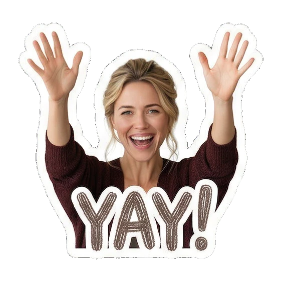 女性挥手欢呼YAY Daily Life of a Modern Woman sticker for expressive chats and social replies.