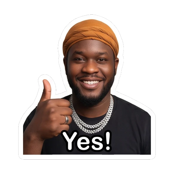 Man in durag giving a thumbs up, happy, text Yes! Daily Vibes with Durag Guy sticker for expressive chats and social replies.