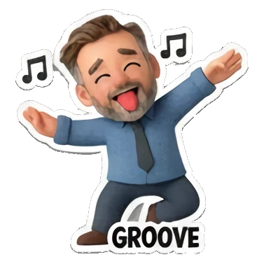 大叔动感舞蹈 Cheerful Bearded Guy sticker for expressive chats and social replies.