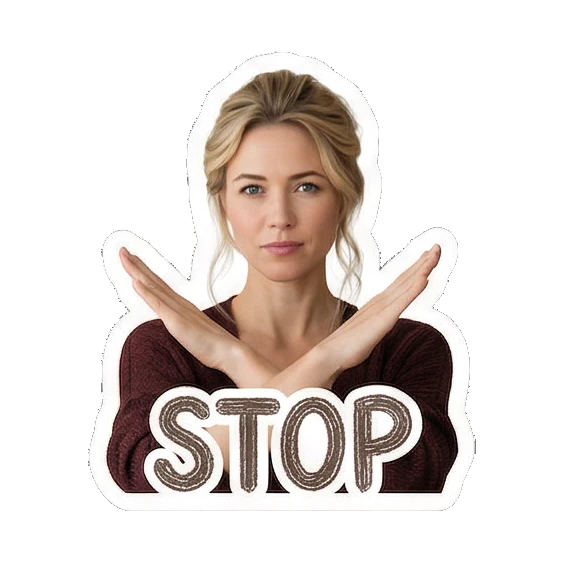 双手交叉拒绝STOP Daily Life of a Modern Woman sticker for expressive chats and social replies.