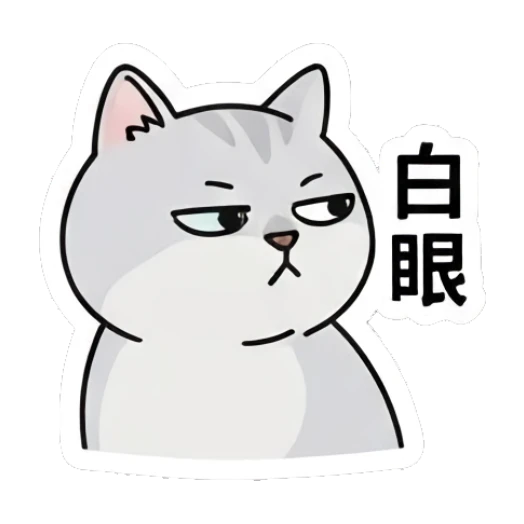 Gray cat giving a side-eye look of disdain. Gray Cat Daily Vibes sticker for expressive chats and social replies.