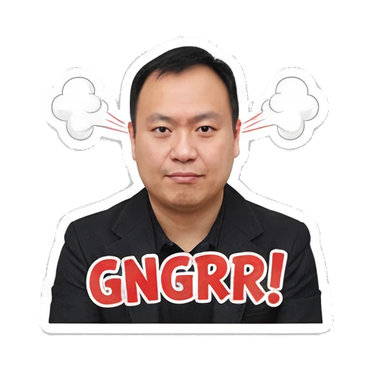 Professional man looking angry with steam vents and GNGRR text Professional Office Man Daily sticker for expressive chats and social replies.