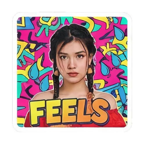 社交聊天反应 Retro Vibe Girl Express sticker for expressive chats and social replies.