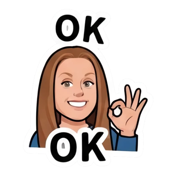 Girl making OK hand gesture with text OK Everyday Girl Expressions sticker for expressive chats and social replies.