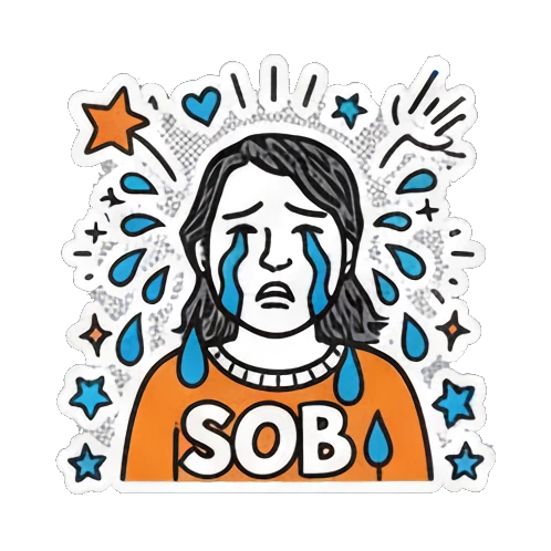 伤心流泪哭泣 Pop Art Girl Expressions sticker for expressive chats and social replies.