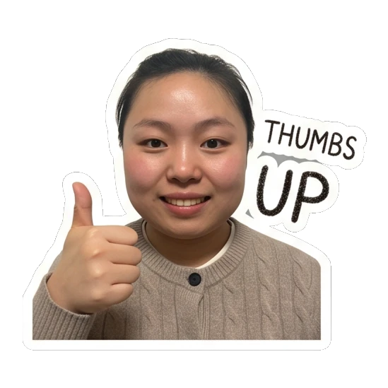竖起大拇指点赞 Daily Life of a Cheerful Girl sticker for expressive chats and social replies.