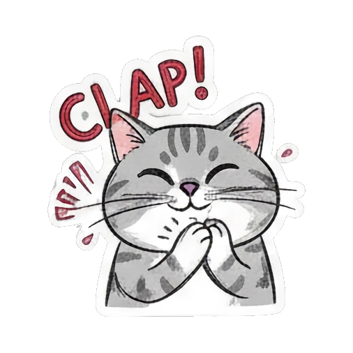 Clapping cat Playful Gray Tabby Diary sticker for expressive chats and social replies.